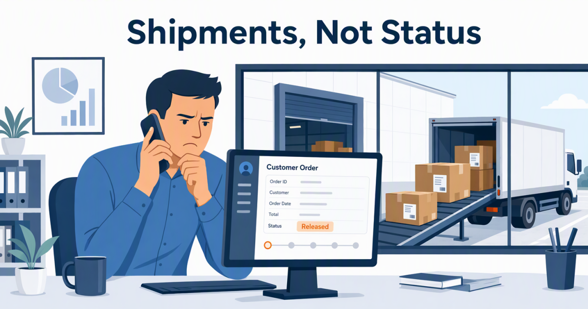 Salesforce should report fulfillment from the posted shipment, the evidence that goods left, not from an order status that only says Released.